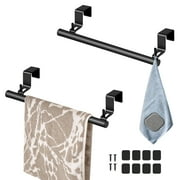 RETON Matte Towel Bar, Towel Pole, Single Pole Bathroom Towel Hanger, Bathroom Pendant,Single Towel Bar Rods for Bathroom,Stainless Steel Duty Towel Racks for Bathroom Wall Mounted(Black)