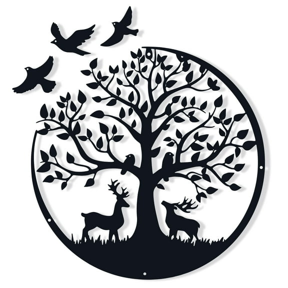 RETON Metal Wall Art Decor Tree of Life Sculptures Family Tree Wall Decor Hanging Garden Sculptures for Bedroom Living Room Indoor Outdoor Decoration Gift