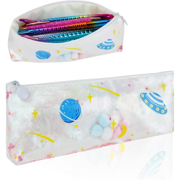 RETON Pencil Pen Case, Big Capacity Pencil Pouch Cartoon Pencil Storage Box Stationery Organizer Makeup Bag with Zipper Closure for Teens Adults Office Supplies