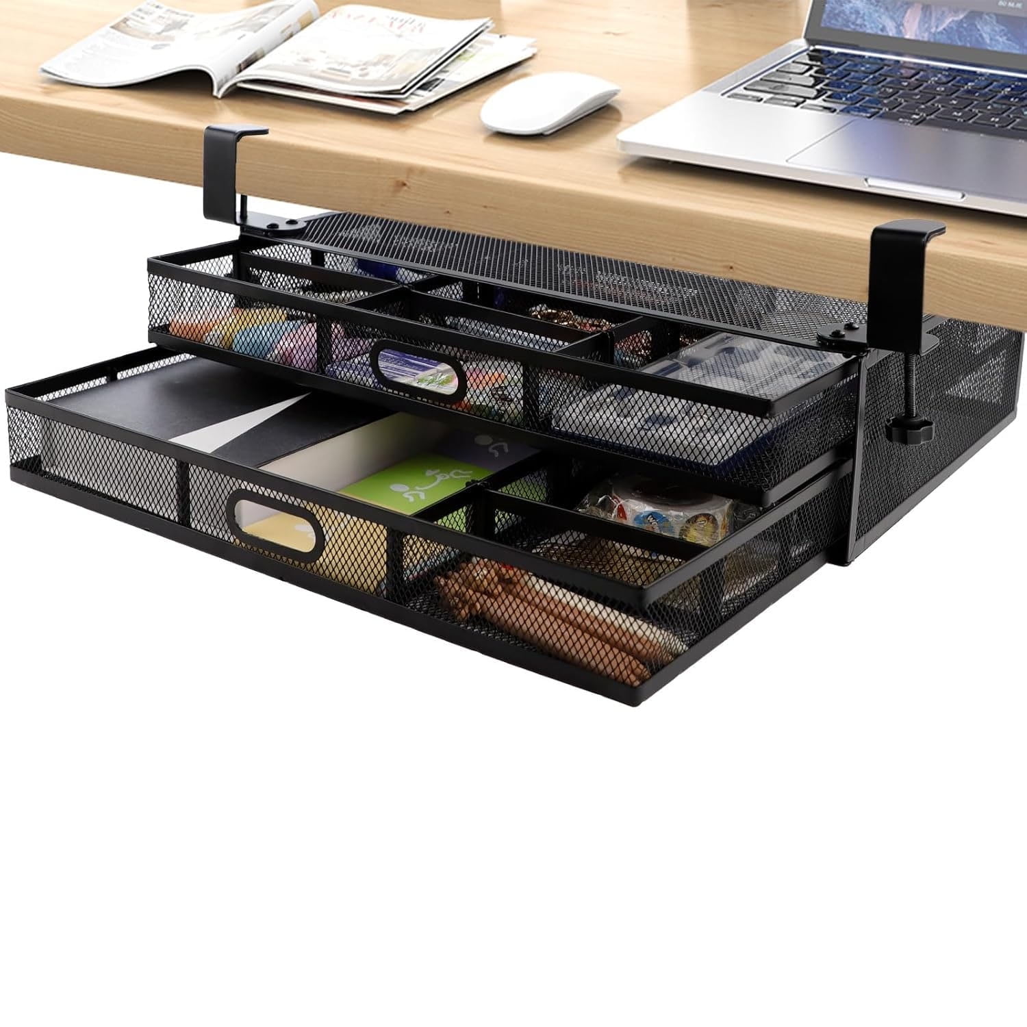 RETON Under Desk Drawers for Organization,Hanging Desktop Organizer,Drawer Organiser,Under-desk Storage Drawer for Home Office