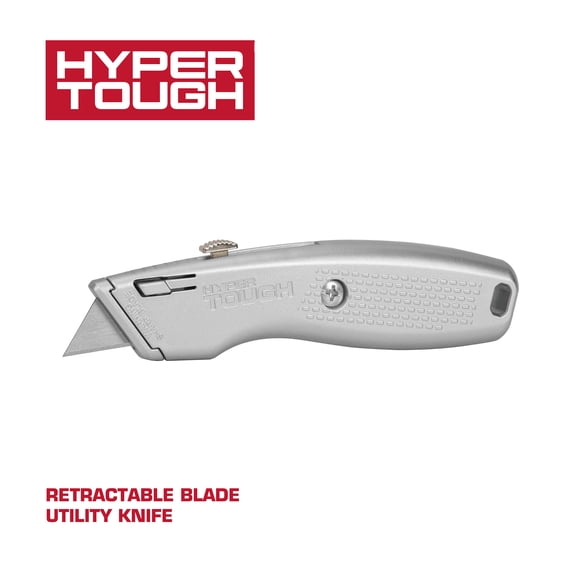 Hyper Tough 7.75 Inch Retractable Utility Knife with Blade Storage