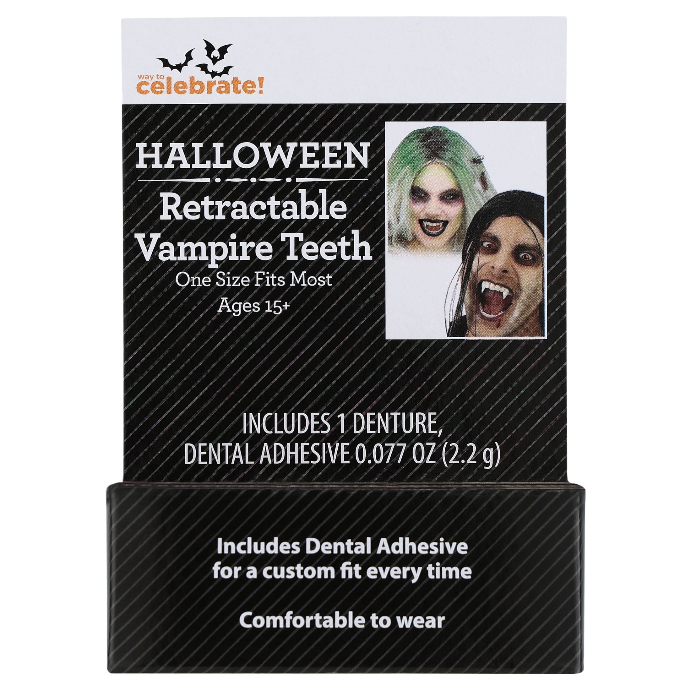 Retractable Vampire Teeth Costume Accessory for Adults, Off-White, Halloween by Way To Celebrate