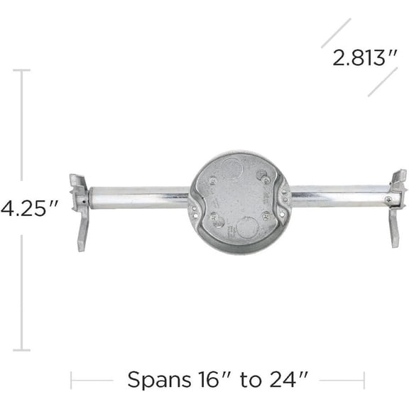 RETRO-BRACE 936 1.5-in. Deep Ceiling Fan Box for Old Work 2.5-in. Knockouts, Old Work Electrical Box, Adjustable Brace, and Mounting Bracket for Ceiling Light Fixtures & Chandelier Fans