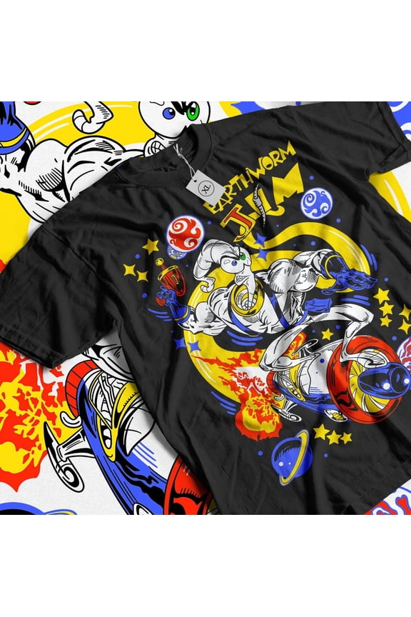 RETRO Earthworm Jim T-shirt Heroes Vintage Tee Anime Manga Gifts Shirt All Size