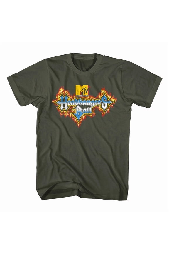 RETRO MTV Headbangers Ball Fire Logo Sponsored by MTV Men's T-Shirt Heavy Metal Music