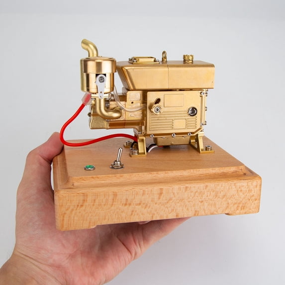 RETROL 2.6cc Brass Gasoline Engine Model - 4-Stroke Mini Single-Cylinder, Ready-to-Run, 12000RPM, Collector's Display & Mechanical Gift