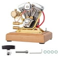 thumbnail image 1 of V-Twin Gasoline Engine Model - 4-Stroke Motorcycle Engine, Ready-to-Run, Brass/Stainless Steel, Collector's Display & Gift, 1 of 6