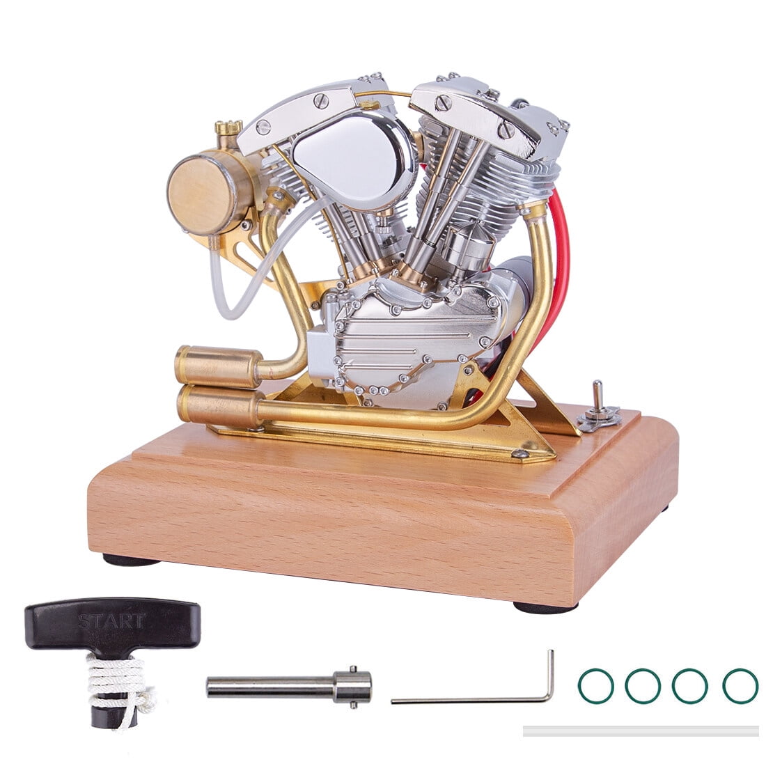 Simple Motorcycle Engine Model RETROL 4.2CC V-Twin Motorcycle Engine Model - Functional Gasoline ...