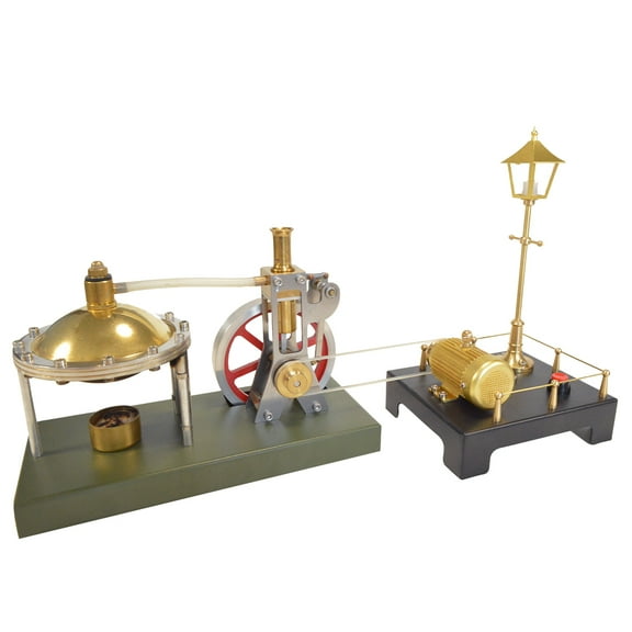RETROL Mini Steam Engine Model that Woks, Steam Power Electricity Engine Models with Generator and Street Lamp, Physical Scientific Experiments Set for Adults