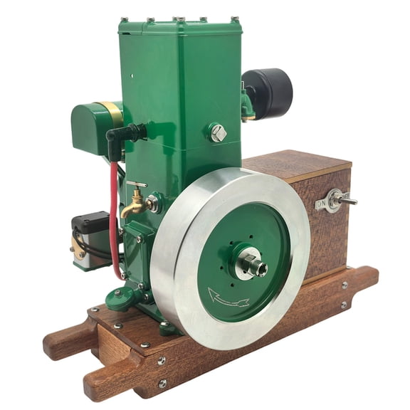 RETROL & OKMO LD-A1 1/4 Scale Retro 4-Stroke Gasoline Engine Model with Ignition System, Wooden Display Stand, Agricultural Engine Collectible Decor (100th Anniversary Edition)