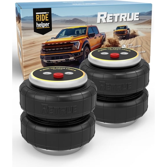 RETRUE 2PCS Universal Air bags Air Suspension Spring, 5000 Lbs of Load Leveling Capacity with Air Fitting and Bolts, Airbag for Ford F150 F250 F350 Chevy Silverado GMC Sierra Dodge Ram Toyota etc