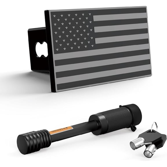 RETRUE Heavy Duty American Flag Trailer Hitch Cover for 2" Receivers - Anti-Theft 5/8" Locking Pin, Durable Metal Truck Accessories for Pickups/SUVs/Jeeps