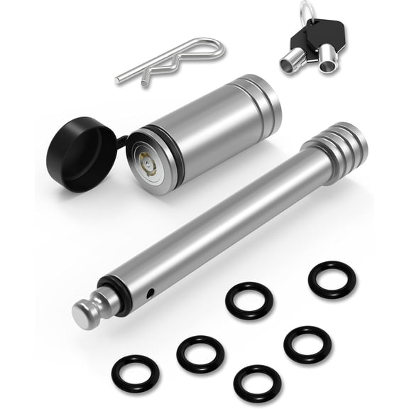 RETRUE Heavy-Duty Trailer Hitch Lock with Safety Clip for Extra Security, Stainless Steel 5/8" Dia 4" Long Locking Hitch Pin with Weather-Resistant Cap & O-Rings, Fits 2.5" to 3" Trailer Receivers