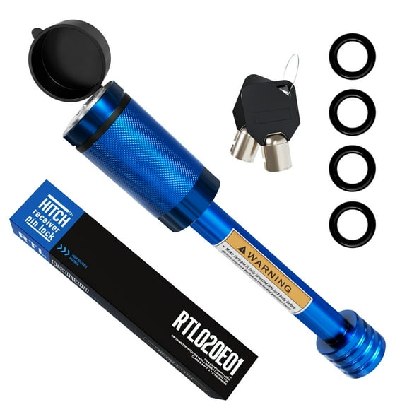 RETRUE Trailer Hitch Locks, 5/8" Locking Hitch Pin for 2 Inch and 2 1/2 Receiver Class III IV Hitch, Tow Hitch Lock with Keys O-Rings, Trailer Accessories for Outdoor,Blue