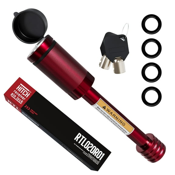 RETRUE Trailer Hitch Locks, 5/8" Locking Hitch Pin for 2 Inch and 2 1/2 Receiver Class III IV Hitch, Tow Hitch Lock with Keys O-Rings, Trailer Accessories for Outdoor,Red