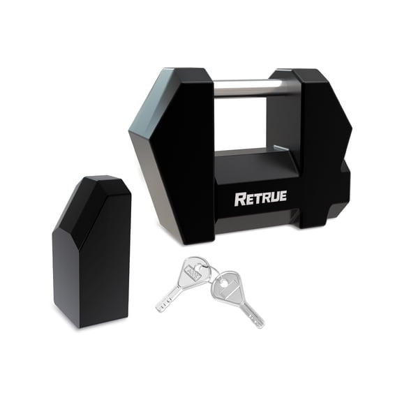 RETRUE Trailer Tongue Coupler Lock, Upgrade Trailer Cyberlock Extra Wide 1.2'' Span, Dia 1/4'', Heavy Duty Trailer Latch Lock for Wide Trailer Coupler, Tow Boat Accessories, RV Truck Car's, Black