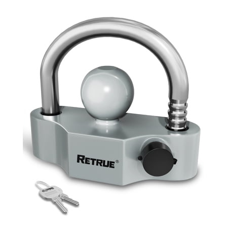 RETRUE Universal Coupler Lock Heavy-Duty Trailer Hitch Locks Ball Hitch Tow Hitch Lock for 1-7/8 Inch, 2 Inch, 2-5/16 Inch Couplers, Grey