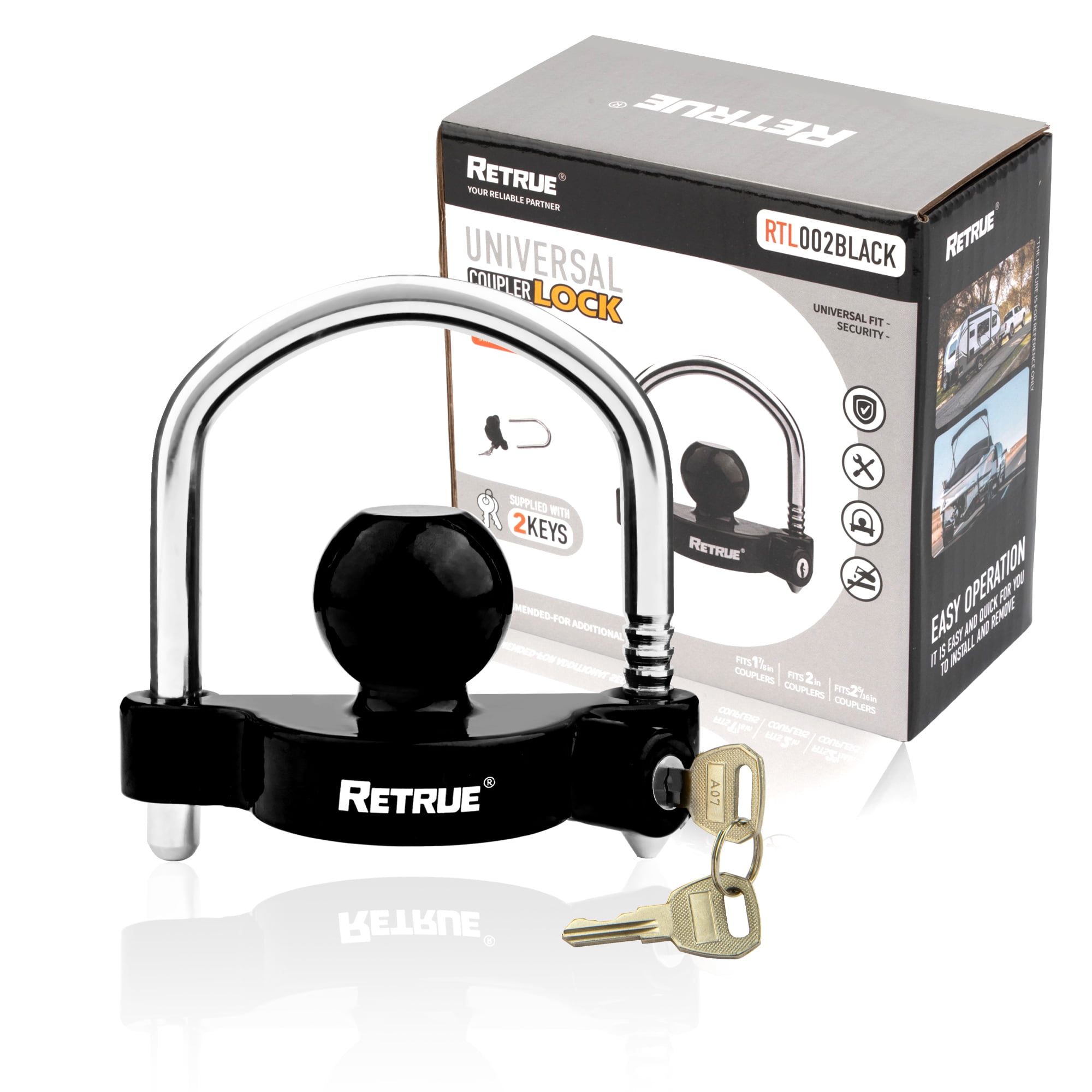 Retrue Universal Adjustable Coupler Trailer Hitch Lock, 17/8 to 25/16