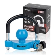 RETRUE Universal Trailer Ball Lock Hitch Coupler Locks Fits 1-7/8 Inch, 2 Inch, 2-5/16 Inch Couplers Adjustable Security with Weatherproof Cover and Cap, Blue