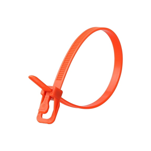 RETYZ 10-Inch Orange Reusable Releasable Cable Ties - 100 Pack, 50 lb Strength, Patented Quick-Release, Tool-Free Design for Home, Office, and Light Industrial Use CA1