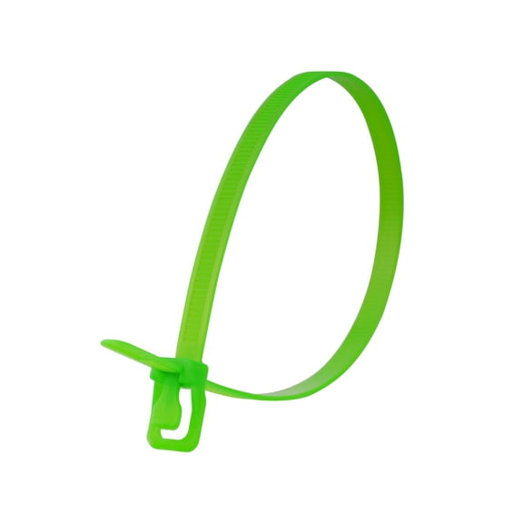 Retyz Releasable Tie,Fluor. Green,Nylon,PK100 WKT-S14FG-TA