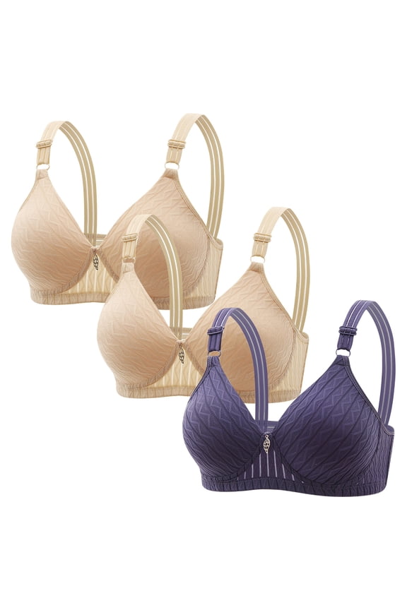 3PC Womens No Underwire T Shirt Bras Padded Seamless Bralettes Full Coverage Push Up Comfortable Daily Wear Bras.S-3XL.Bras For Women,Protecting Breast Tissue,Breathable And Refreshing