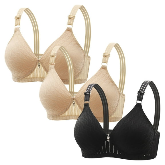 REUFTI 3PC Womens No Underwire T Shirt Bras Padded Seamless Bralettes Full Coverage Push Up Comfortable Daily Wear Bras.S-3XL.Bras For Women,Protecting Breast Tissue,Breathable And Refreshing