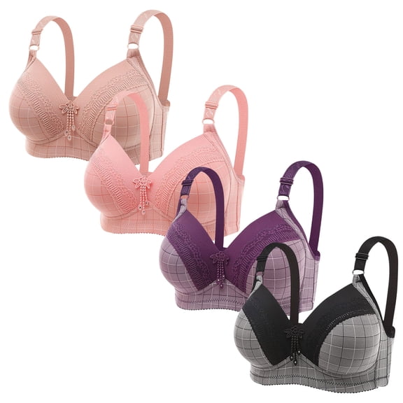 REUFTI 4PC Women's Push Up Wireless Bra, Comfort Support No Underwire Bras, Comfortable Wire Free Bralette Everyday Underwear.S-3XL.Bras For Women,Protecting Breast Tissue,Breathable And Refreshing