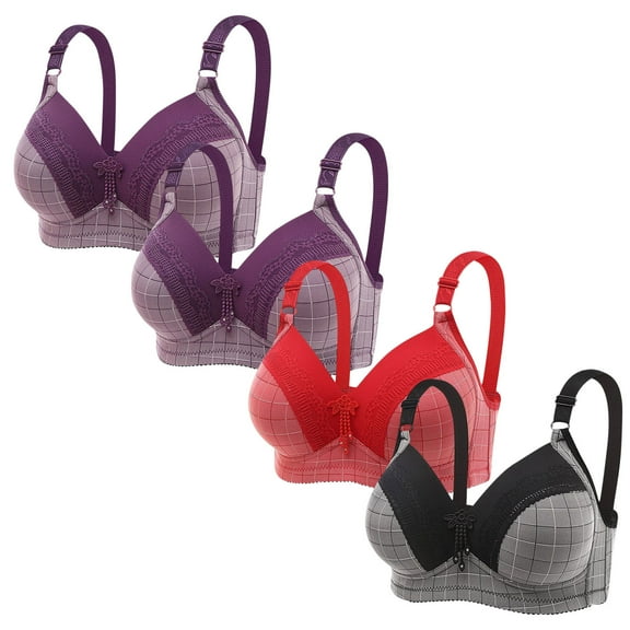 REUFTI 4PC Women's Push Up Wireless Bra, Comfort Support No Underwire Bras, Comfortable Wire Free Bralette Everyday Underwear.S-3XL.Bras For Women,Protecting Breast Tissue,Breathable And Refreshing