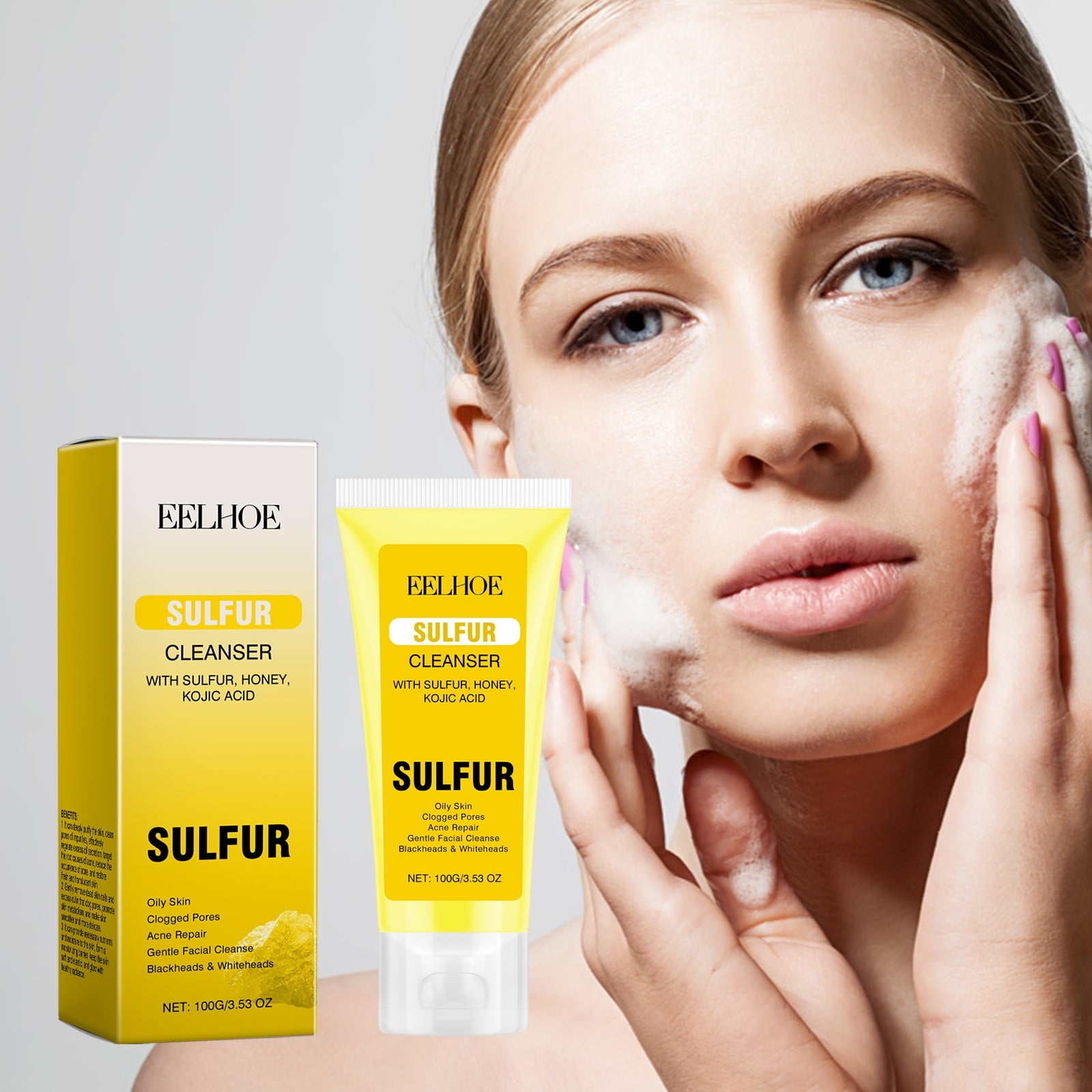 REUFTI Sulfur Cleanser Face Wash, Sulfur Face Cleanser, Sulphur Gentle
