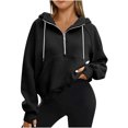 thumbnail image 1 of REUFTI Women's Half Zipper Sweatshirt Thumb Hoodie Hat Hoodie 2024 Winter Hoodie,Sweatshirts For Women,Winter And Autumn Hoodies,Essentials Hoodie,Soft Fabric,Comfortable To Wear,Keep Warm, 1 of 9