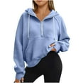 thumbnail image 1 of REUFTI Women's Half Zipper Sweatshirt Thumb Hoodie Hat Hoodie 2024 Winter Hoodie,Sweatshirts For Women,Winter And Autumn Hoodies,Essentials Hoodie,Soft Fabric,Comfortable To Wear,Keep Warm, 1 of 9