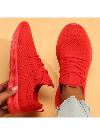 Women's Bright Red Fashion Walking Summer Style Basketball Shoe Sneakers