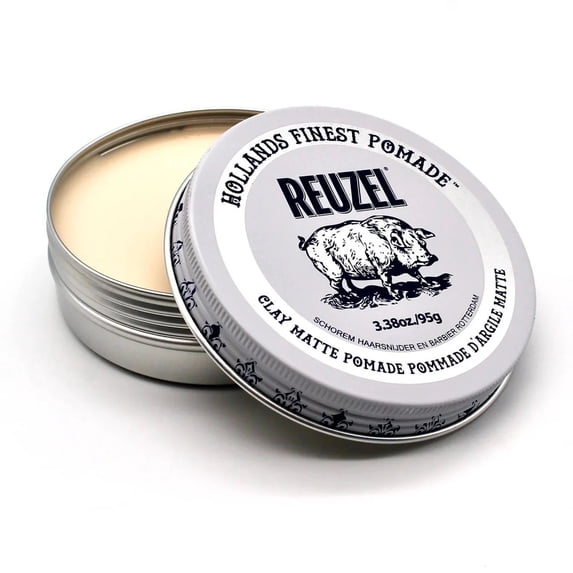 REUZEL Clay Matte Pomade, Medium Hold, No Shine, Water Soluble, 4 oz