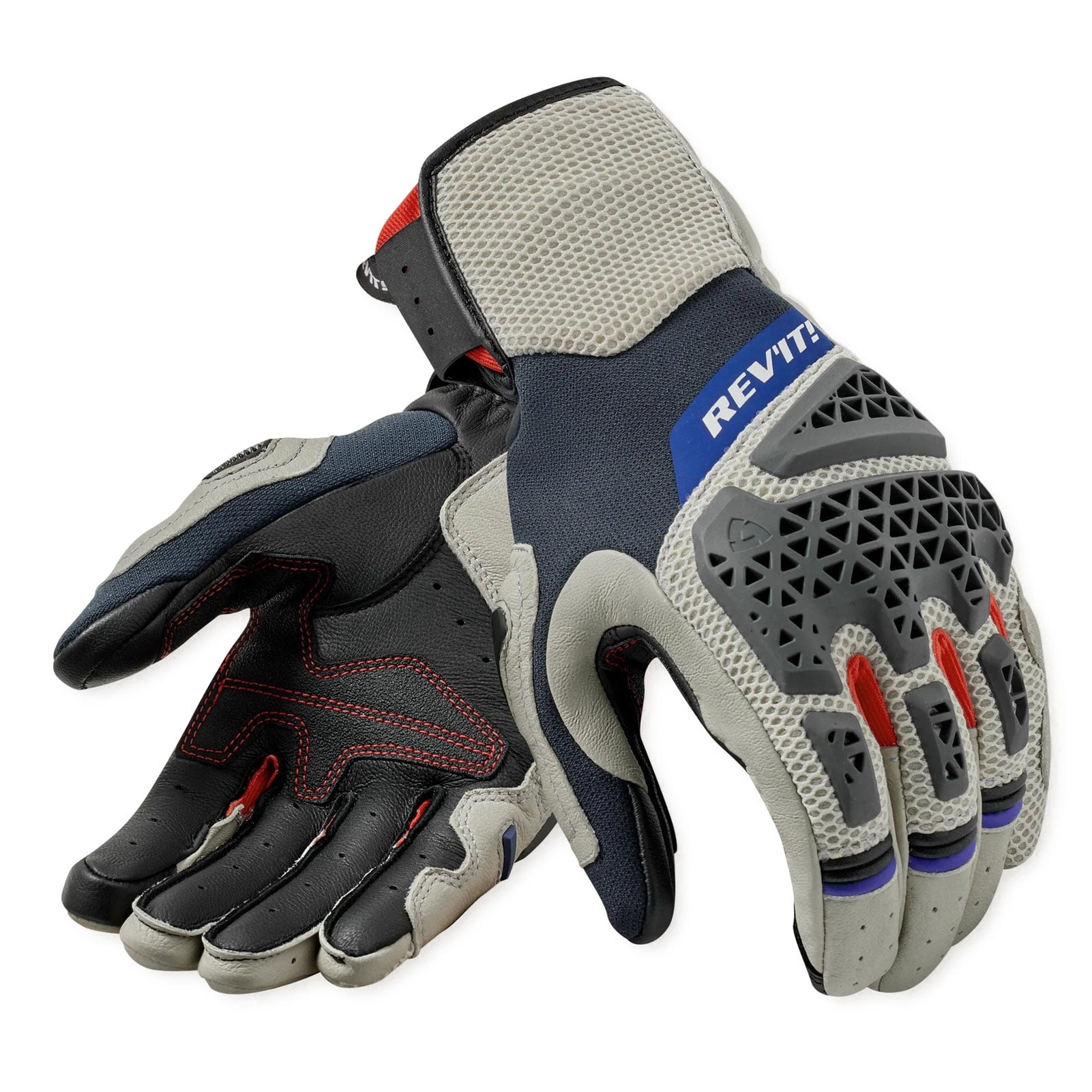 REV'IT! Men's Sand 5 Silver/Red Motorcycle Gloves, Size: L (FGS235-4020-L)