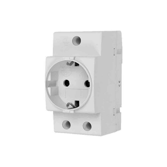 REVALCO 02581 Schuko Modular Power Socket, White, 5.9 x 4.5 x 7.3 cm