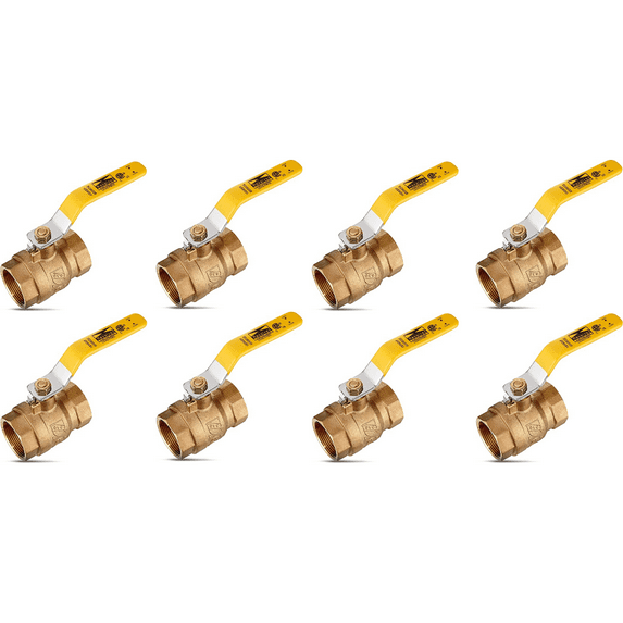 REVALVED Full Port 1/2" Brass Ball Valve – Lead-Free Brass Valve, Female Sweat Solder Connector SWTxSWT, CxC – Max Pressure, 150 PSI WSP / 600 PSI WOG - 0.50 in, 8 Pack