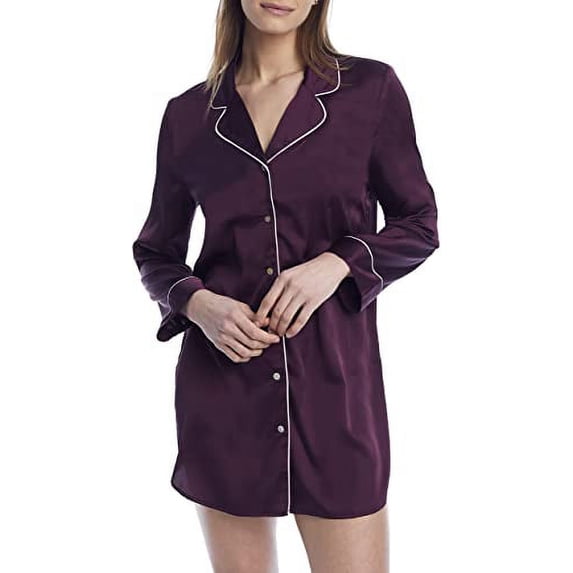 REVEAL Mulberry Washed Satin Ultra-Soft Sleep Shirt, US Small, UK Small, NWOT
