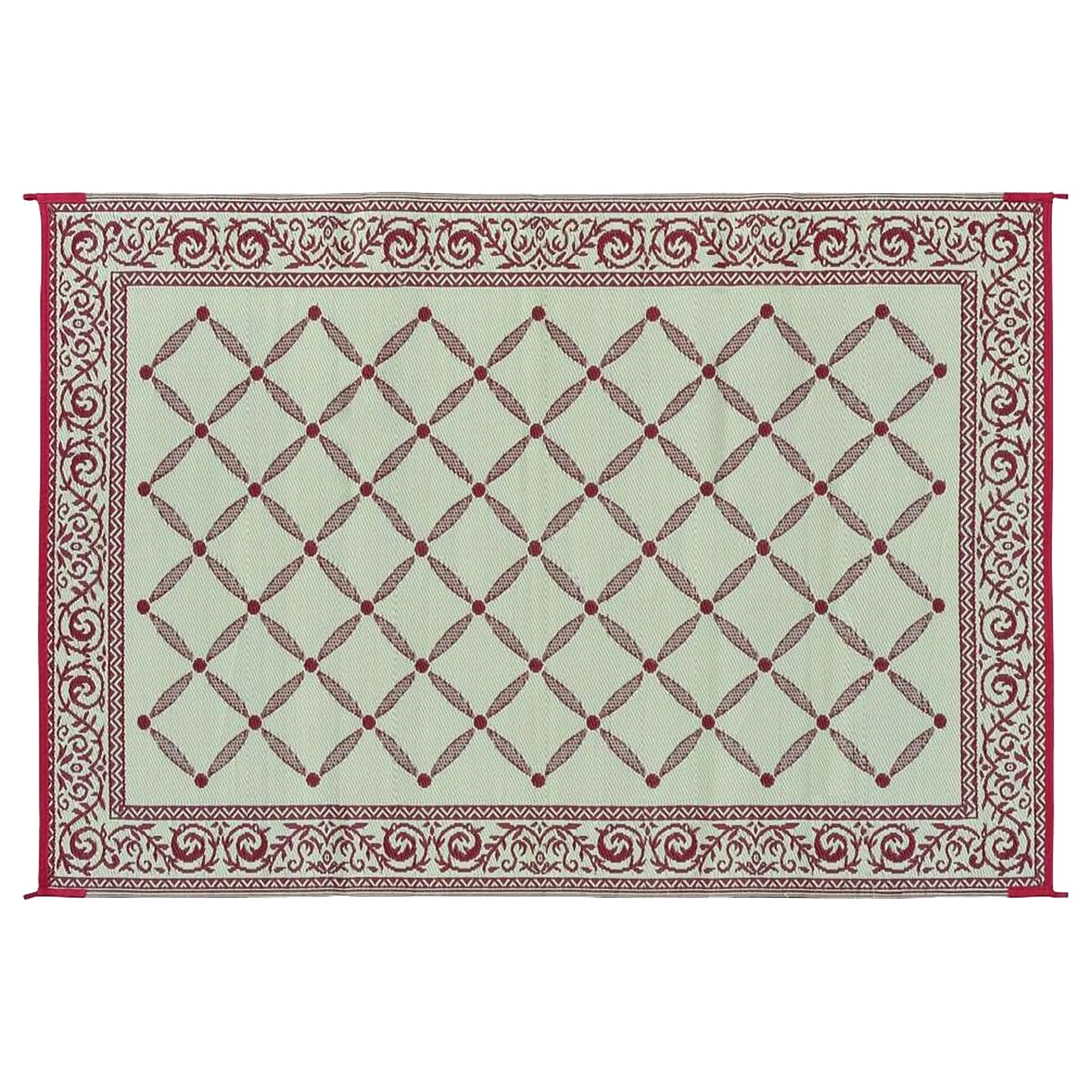 REVERSIBLE MATS 116095 Outdoor Patio 6-Feet x 9-Feet, Burgundy/Beige RV Camping Mat