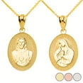 thumbnail image 1 of REVERSIBLE VIRGIN MARY AND JESUS CHRIST OVAL PENDANT NECKLACE IN SOLID GOLD (YELLOW/ROSE/WHITE) :  14K  Pendant with 22" chain, 1 of 1