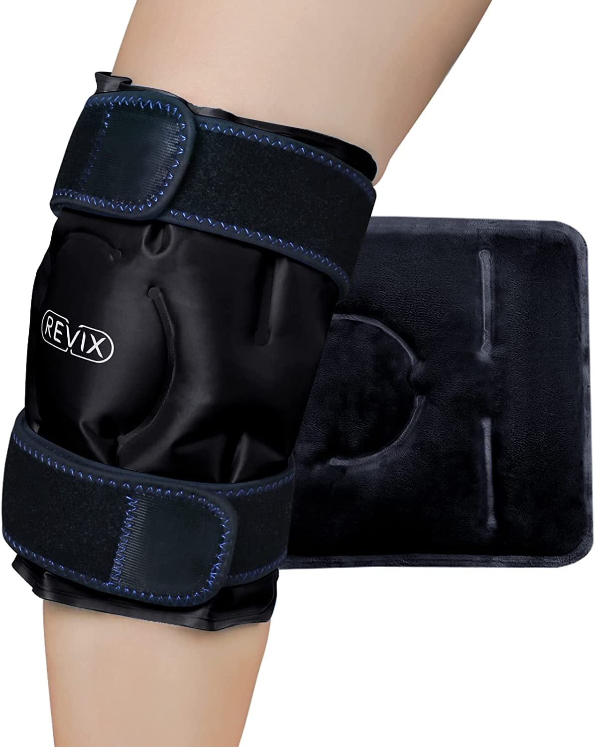 REVIX Ice Wraps for Knee, Reusable Ice Pack Cold Compress Black