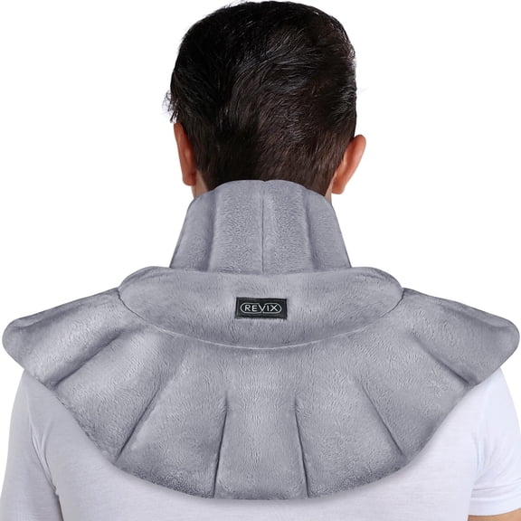 REVIX Microwavable Heating Pad for Neck Shoulders and Back with Moist Heat, Light-Gray