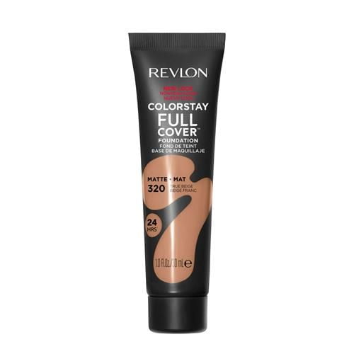 Liquid Foundation by Revlon, ColorStay Face Makeup for Normal and Dry Skin, Longwear Full Coverage with Matte Finish, Oil Free, 320 True Beige, 1.0 Oz