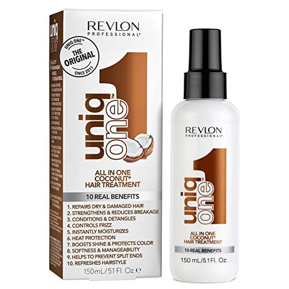 REVLON PROFESSIONAL UNIQONE HAIR TREATMENT, Moisturizing Leave-In Product,  Repair For Damaged Hair, Promotes Healthy Hair, Coconut Fragrance, 5.1 Fl  Oz (Pack of 1)