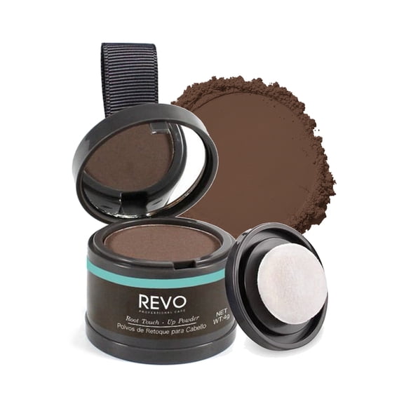 REVO Professional Care Root Touch-up Powder for Gray Coverage, Waterproof Beeswax, Medium Brown, 4g