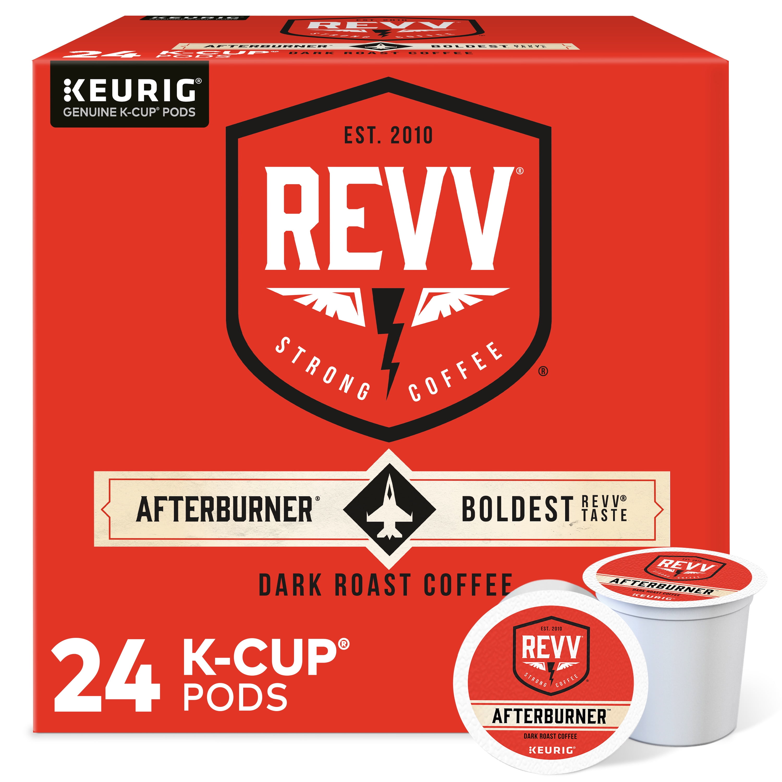 REVV Afterburner K-Cup Coffee Pods, Dark Roast, 24 Count for Keurig Brewers