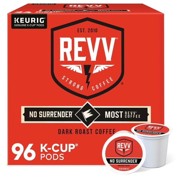 REVV No Surrender Keurig Single-Serve K-Cup Pods, Dark Roast Coffee, 96 Count