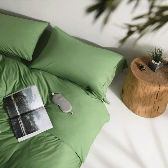 REWARDOWN Conifer Duvet Cover Twin Size, 68% Richcel Fiber Easy Fit, Ultra Soft Breathable Aesthetic Style-Perfect Companion for Duvet, Green,for Kids & Andult