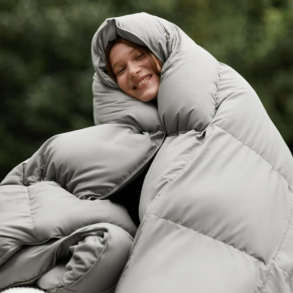 REWARDOWN Kapok Down Comforter King Size, Recycled White Down and Kapok Filling All Season Duvet