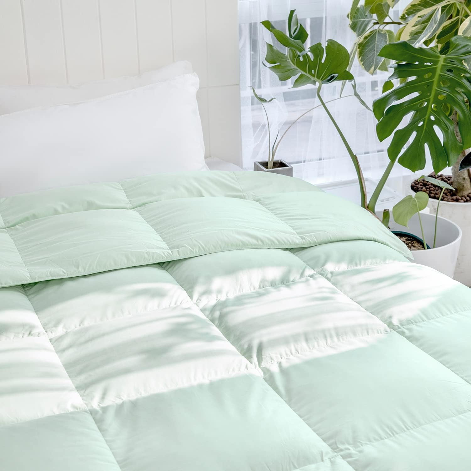 EcoLuxe Queen Size Mint Green Down Comforter with Kapok Fill